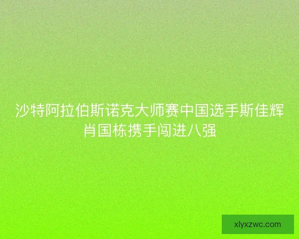沙特阿拉伯斯诺克大师赛中国选手斯佳辉肖国栋携手闯进八强