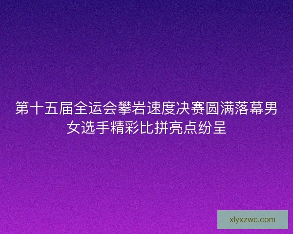 第十五届全运会攀岩速度决赛圆满落幕男女选手精彩比拼亮点纷呈